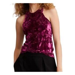 Pilcro Anthropologie Top Size Small Raspberry Red Velveteen Racerback Velvet‎
